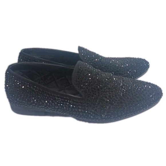 Steve Madden Men's Caviarr Black Swarovski Crystal Slip-On Dress Loafers 10 - Picture 8 of 11